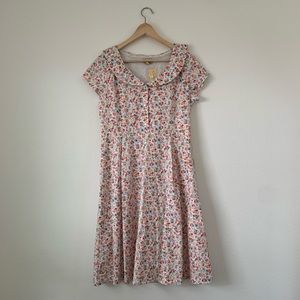 NWT Lindy Bop 50s Vintage Reproduction Ditzy Floral Fit & Flare Cap Sleeve Dress